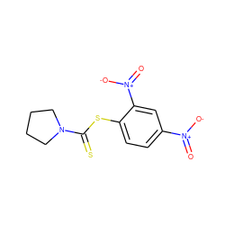 O=[N+]([O-])c1ccc(SC(=S)N2CCCC2)c([N+](=O)[O-])c1 ZINC000007984193