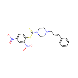 O=[N+]([O-])c1ccc(SC(=S)N2CCN(C/C=C/c3ccccc3)CC2)c([N+](=O)[O-])c1 ZINC000095579571