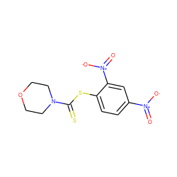 O=[N+]([O-])c1ccc(SC(=S)N2CCOCC2)c([N+](=O)[O-])c1 ZINC000095580680