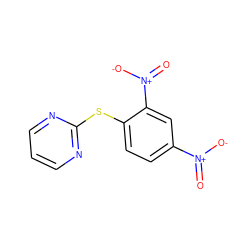 O=[N+]([O-])c1ccc(Sc2ncccn2)c([N+](=O)[O-])c1 ZINC000001567155