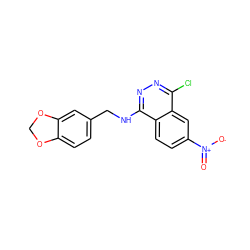 O=[N+]([O-])c1ccc2c(NCc3ccc4c(c3)OCO4)nnc(Cl)c2c1 ZINC000013780945