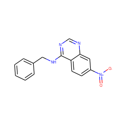 O=[N+]([O-])c1ccc2c(NCc3ccccc3)ncnc2c1 ZINC000013743116