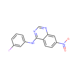 O=[N+]([O-])c1ccc2c(Nc3cccc(I)c3)ncnc2c1 ZINC000003815357