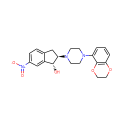 O=[N+]([O-])c1ccc2c(c1)[C@@H](O)[C@H](N1CCN(c3cccc4c3OCCO4)CC1)C2 ZINC000013471824