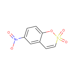 O=[N+]([O-])c1ccc2c(c1)C=CS(=O)(=O)O2 ZINC000095583020