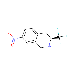 O=[N+]([O-])c1ccc2c(c1)CN[C@H](C(F)(F)F)C2 ZINC000013686926