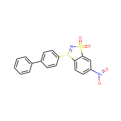 O=[N+]([O-])c1ccc2c(c1)S(=O)(=O)N=[S@]2c1ccc(-c2ccccc2)cc1 ZINC000073162032