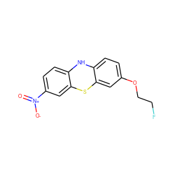 O=[N+]([O-])c1ccc2c(c1)Sc1cc(OCCF)ccc1N2 ZINC000084654585