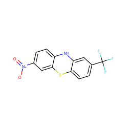 O=[N+]([O-])c1ccc2c(c1)Sc1ccc(C(F)(F)F)cc1N2 ZINC000005277687