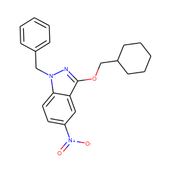 O=[N+]([O-])c1ccc2c(c1)c(OCC1CCCCC1)nn2Cc1ccccc1 ZINC000103262997