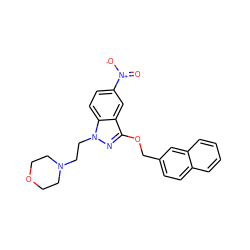 O=[N+]([O-])c1ccc2c(c1)c(OCc1ccc3ccccc3c1)nn2CCN1CCOCC1 ZINC000103263950