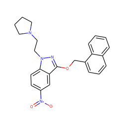 O=[N+]([O-])c1ccc2c(c1)c(OCc1cccc3ccccc13)nn2CCN1CCCC1 ZINC000072316606