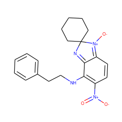 O=[N+]([O-])c1ccc2c(c1NCCc1ccccc1)=NC1(CCCCC1)[N+]=2[O-] ZINC000003901808