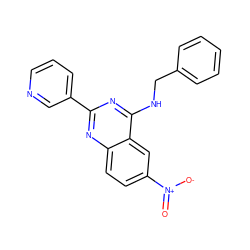 O=[N+]([O-])c1ccc2nc(-c3cccnc3)nc(NCc3ccccc3)c2c1 ZINC000003799968