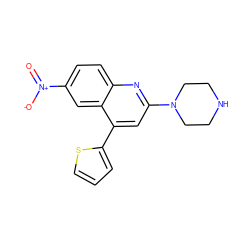 O=[N+]([O-])c1ccc2nc(N3CCNCC3)cc(-c3cccs3)c2c1 ZINC000013439745