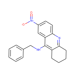 O=[N+]([O-])c1ccc2nc3c(c(NCc4ccccc4)c2c1)CCCC3 ZINC000013808501