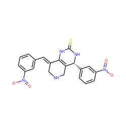 O=[N+]([O-])c1cccc(/C=C2\CNCC3=C2NC(=S)N[C@@H]3c2cccc([N+](=O)[O-])c2)c1 ZINC000101679949