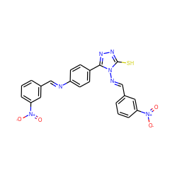 O=[N+]([O-])c1cccc(/C=N/c2ccc(-c3nnc(S)n3/N=C/c3cccc([N+](=O)[O-])c3)cc2)c1 ZINC001772586199