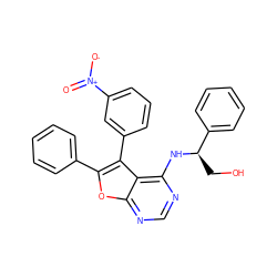 O=[N+]([O-])c1cccc(-c2c(-c3ccccc3)oc3ncnc(N[C@H](CO)c4ccccc4)c23)c1 ZINC000095603678