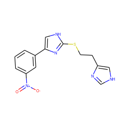 O=[N+]([O-])c1cccc(-c2c[nH]c(SCCc3c[nH]cn3)n2)c1 ZINC000013764193