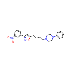 O=[N+]([O-])c1cccc(-c2cc(CCCCN3CCN(c4ccccc4)CC3)on2)c1 ZINC000013441279