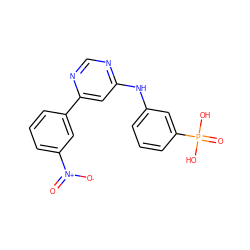 O=[N+]([O-])c1cccc(-c2cc(Nc3cccc(P(=O)(O)O)c3)ncn2)c1 ZINC000169346833