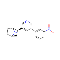 O=[N+]([O-])c1cccc(-c2cncc([C@H]3C[C@H]4CC[C@H]3N4)c2)c1 ZINC000261171376