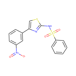 O=[N+]([O-])c1cccc(-c2csc(NS(=O)(=O)c3ccccc3)n2)c1 ZINC000013776372