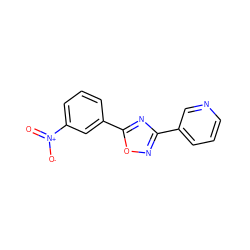 O=[N+]([O-])c1cccc(-c2nc(-c3cccnc3)no2)c1 ZINC000000430483