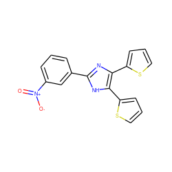 O=[N+]([O-])c1cccc(-c2nc(-c3cccs3)c(-c3cccs3)[nH]2)c1 ZINC000001158537