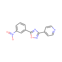 O=[N+]([O-])c1cccc(-c2nc(-c3ccncc3)no2)c1 ZINC000000430467