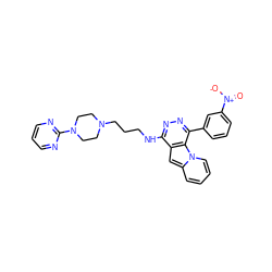 O=[N+]([O-])c1cccc(-c2nnc(NCCCN3CCN(c4ncccn4)CC3)c3cc4ccccn4c23)c1 ZINC000049066693