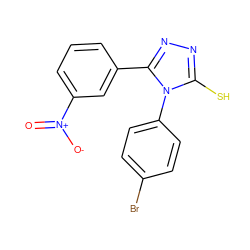 O=[N+]([O-])c1cccc(-c2nnc(S)n2-c2ccc(Br)cc2)c1 ZINC000002911278