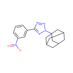 O=[N+]([O-])c1cccc(-c2nnn(C34CC5CC(CC(C5)C3)C4)n2)c1 ZINC000005944470