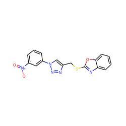 O=[N+]([O-])c1cccc(-n2cc(CSc3nc4ccccc4o3)nn2)c1 ZINC000169340300