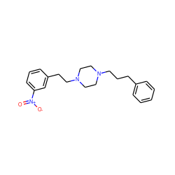 O=[N+]([O-])c1cccc(CCN2CCN(CCCc3ccccc3)CC2)c1 ZINC000013782170