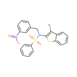 O=[N+]([O-])c1cccc(CN(c2sc3ccccc3c2Br)S(=O)(=O)c2ccccc2)c1 ZINC000115233827