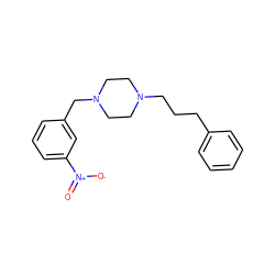 O=[N+]([O-])c1cccc(CN2CCN(CCCc3ccccc3)CC2)c1 ZINC000004703393