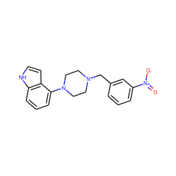 O=[N+]([O-])c1cccc(CN2CCN(c3cccc4[nH]ccc34)CC2)c1 ZINC000061966115