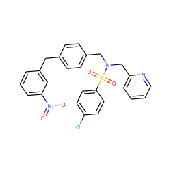 O=[N+]([O-])c1cccc(Cc2ccc(CN(Cc3ccccn3)S(=O)(=O)c3ccc(Cl)cc3)cc2)c1 ZINC000049036925