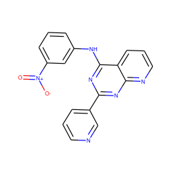 O=[N+]([O-])c1cccc(Nc2nc(-c3cccnc3)nc3ncccc23)c1 ZINC001772616772