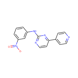 O=[N+]([O-])c1cccc(Nc2nccc(-c3ccncc3)n2)c1 ZINC000029551355