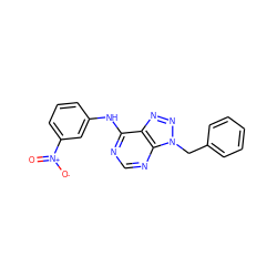 O=[N+]([O-])c1cccc(Nc2ncnc3c2nnn3Cc2ccccc2)c1 ZINC000013778519