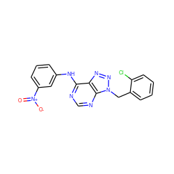 O=[N+]([O-])c1cccc(Nc2ncnc3c2nnn3Cc2ccccc2Cl)c1 ZINC000013778525