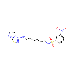 O=[N+]([O-])c1cccc(S(=O)(=O)NCCCCCCNc2nsc3nccn23)c1 ZINC000013641265