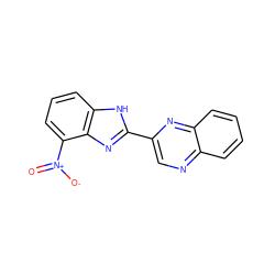 O=[N+]([O-])c1cccc2[nH]c(-c3cnc4ccccc4n3)nc12 ZINC000013678113