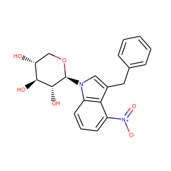O=[N+]([O-])c1cccc2c1c(Cc1ccccc1)cn2[C@@H]1OC[C@@H](O)[C@H](O)[C@H]1O ZINC000066112061