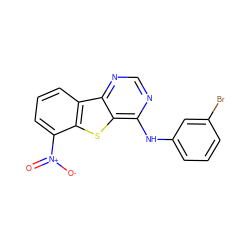 O=[N+]([O-])c1cccc2c1sc1c(Nc3cccc(Br)c3)ncnc12 ZINC000003815291