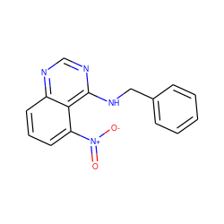 O=[N+]([O-])c1cccc2ncnc(NCc3ccccc3)c12 ZINC000013743114