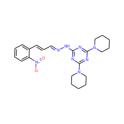 O=[N+]([O-])c1ccccc1/C=C/C=N/Nc1nc(N2CCCCC2)nc(N2CCCCC2)n1 ZINC000001883281